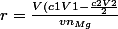 r=\frac{V(c1V1-\frac{c2V2}{2}}{vn_{Mg}}